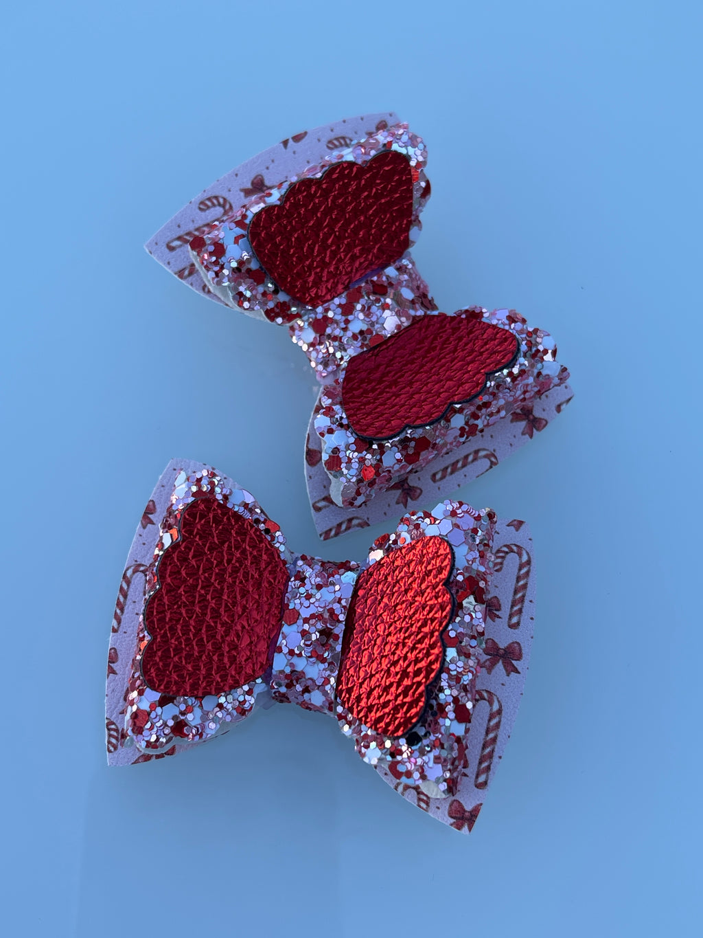 Candy Cane Glitter Bow Set