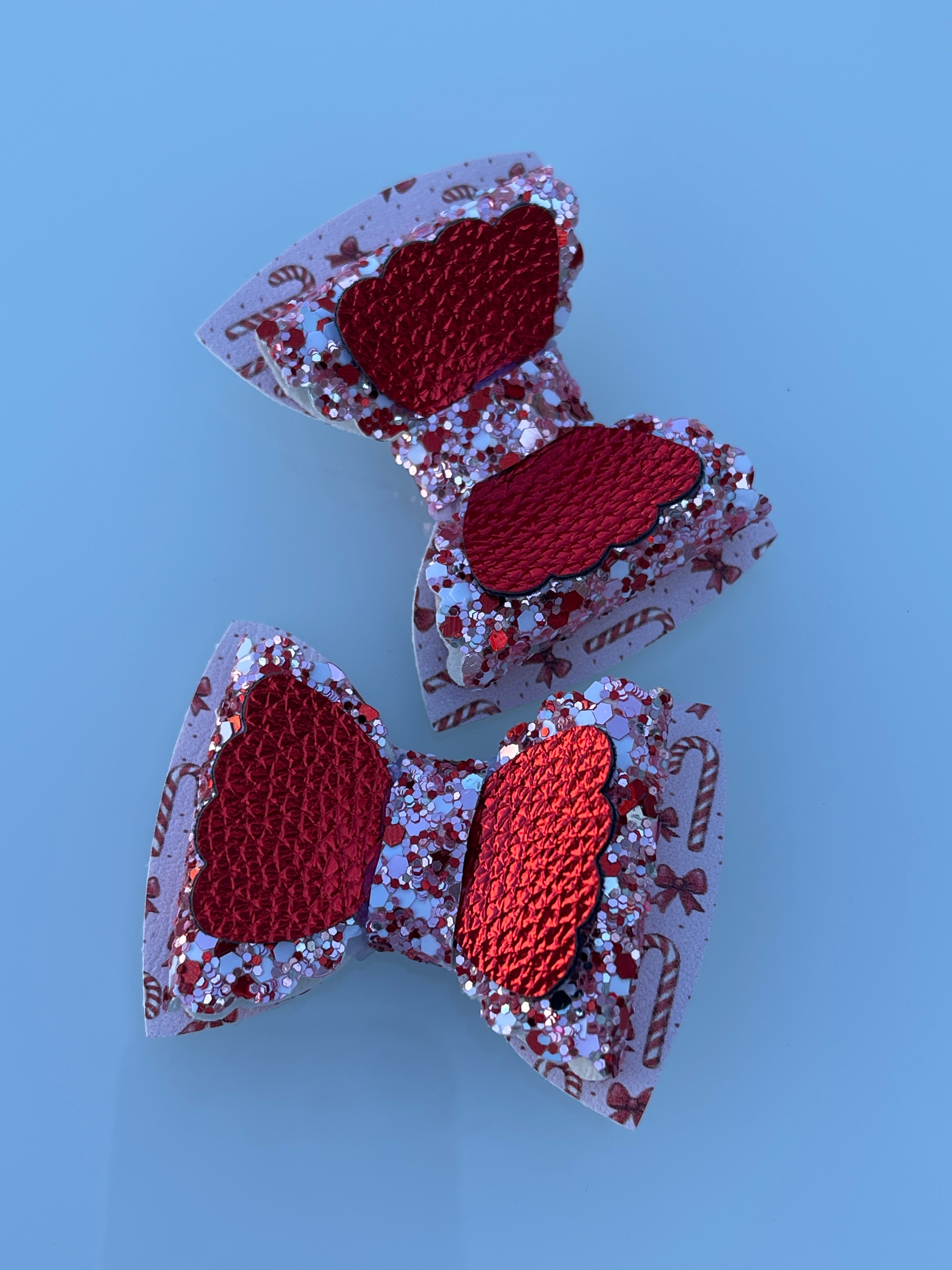 Candy Cane Glitter Bow Set