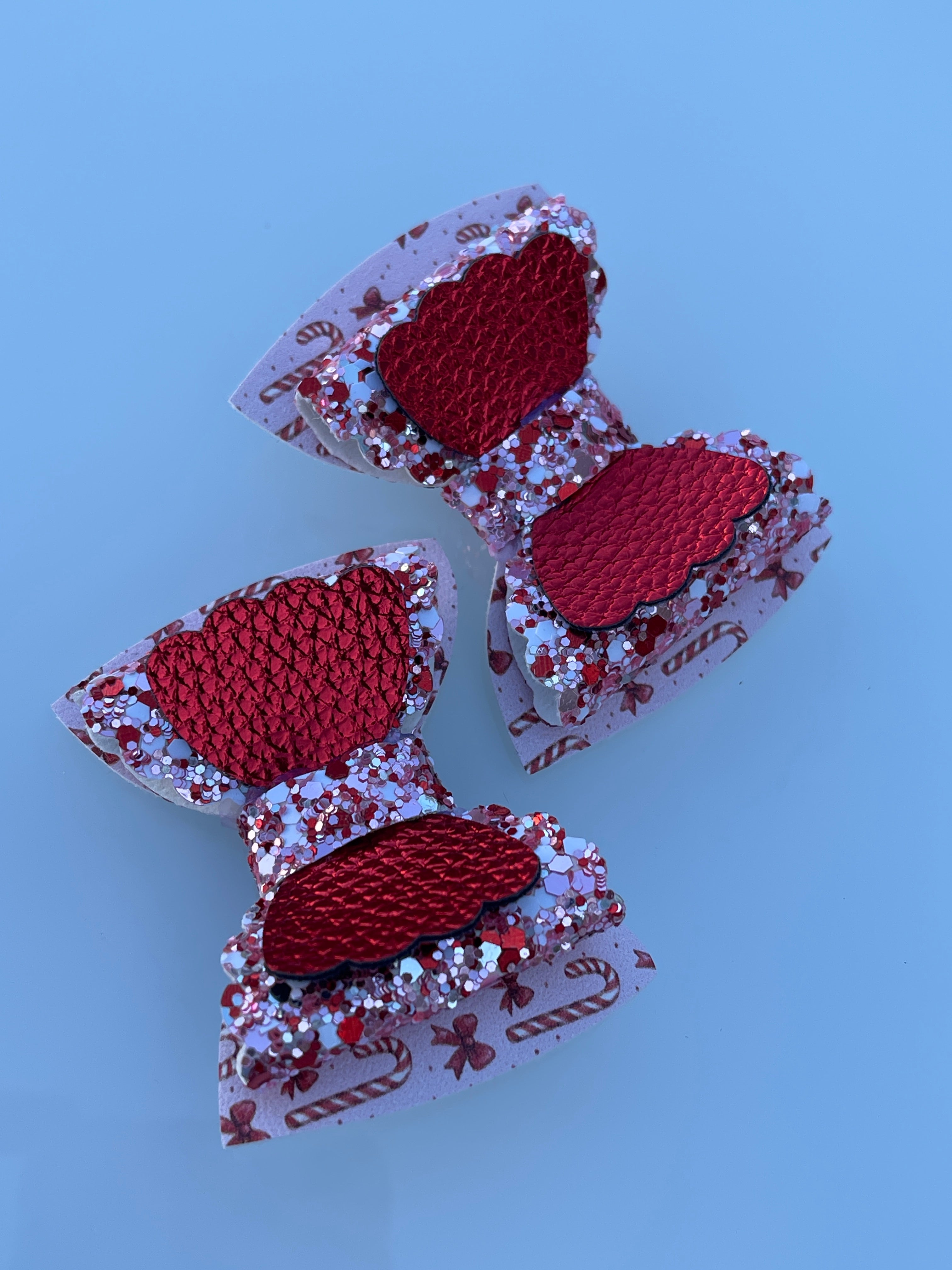Candy Cane Glitter Bow Set