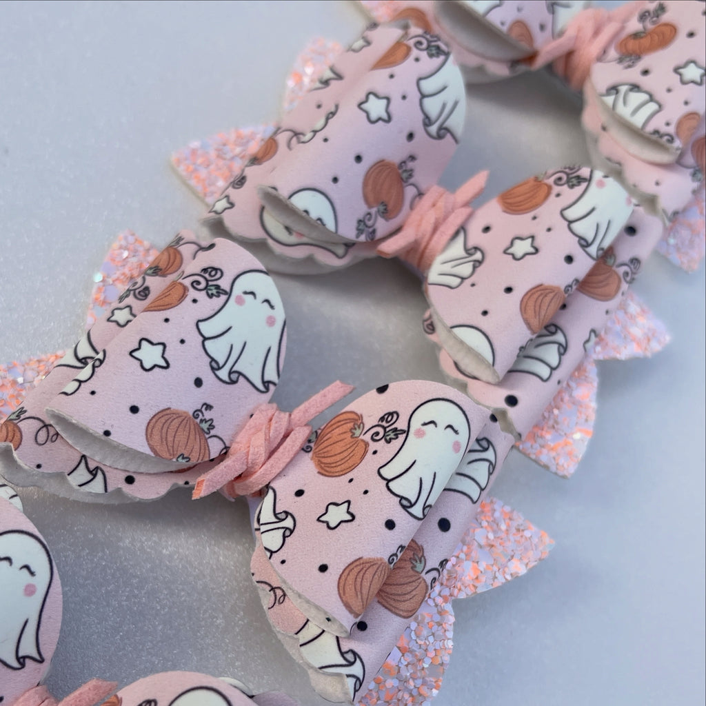 Single Halloween Pink Ghost Bow