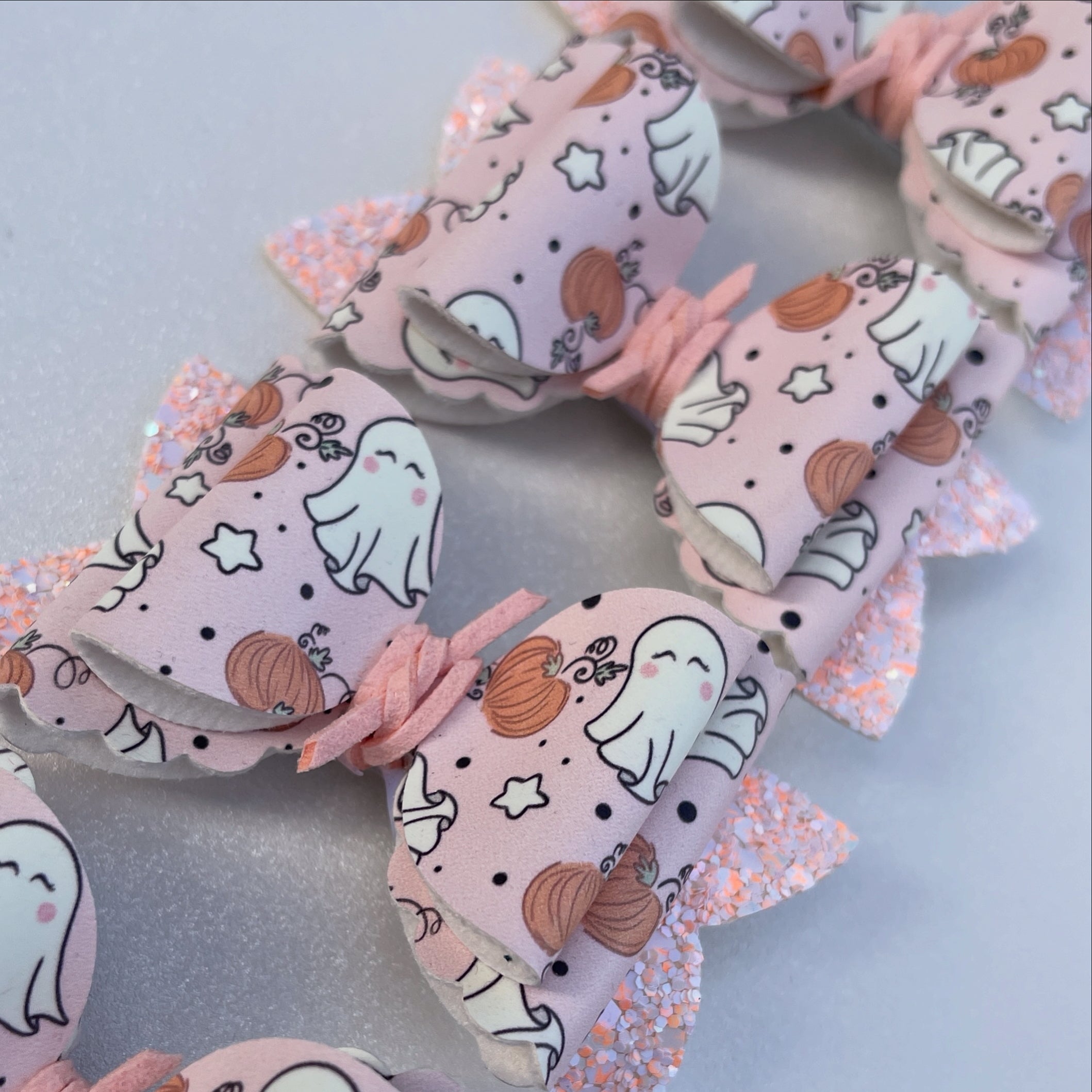Single Halloween Pink Ghost Bow
