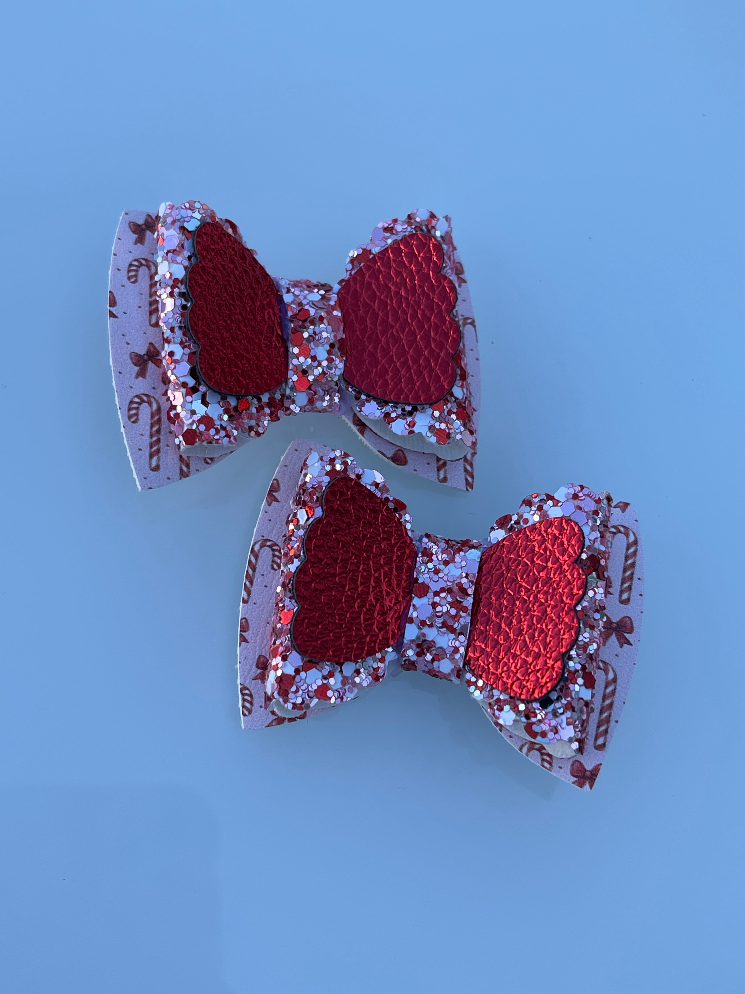 Candy Cane Glitter Bow Set