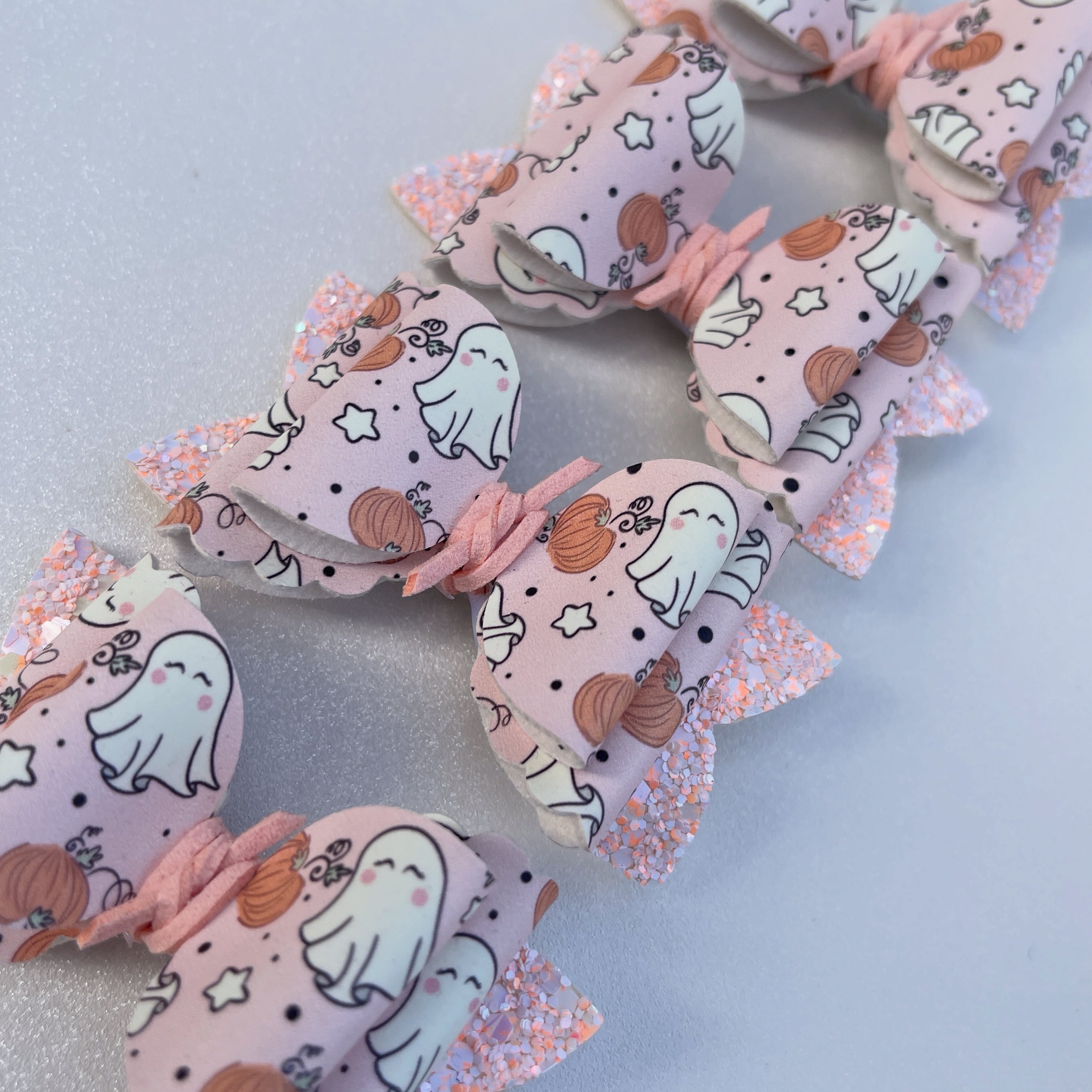 Single Halloween Pink Ghost Bow
